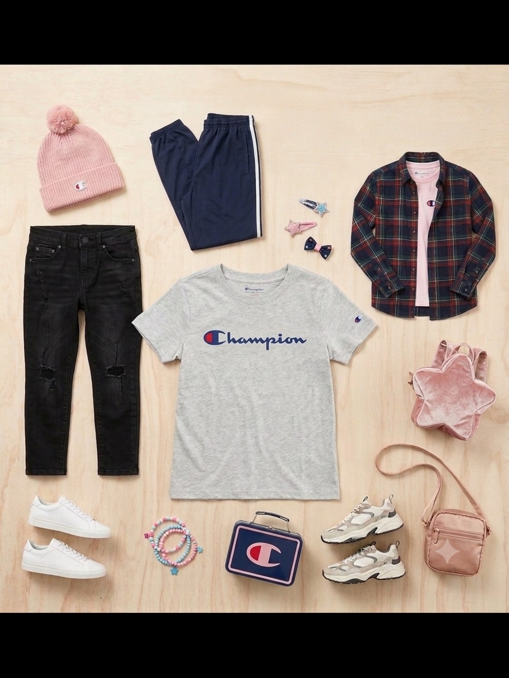 Champion Gray Logo Tee with Navy Script